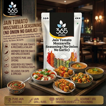Jain Tomato Mozzarella Seasoning | Rich Savoury Blend | No Onion No Garlic | Jain-Friendly | 365 Spicery