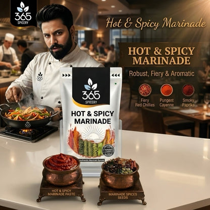 HOT & SPICY MARINADE | Intense Spice Blend for Grills & Snacks | Gluten-Free | No Artificial Colours | 365 Spicery