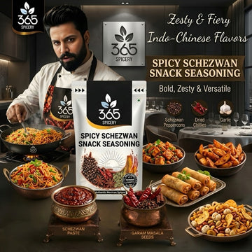 SPICY SCHEZWAN SNACK SEASONING | Fiery Indo-Chinese Blend | Vegan | No Artificial Colours | 365 Spicery
