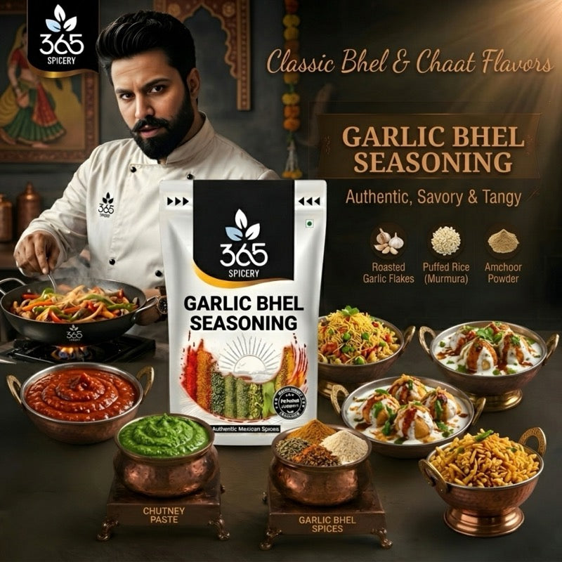 GARLIC BHEL SEASONING | Savory Street Food Masala | No MSG | Natural Ingredients | 365 Spicery