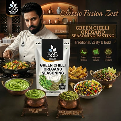 GREEN CHILLI OREGANO SEASONING | Spicy Herb Fusion | Vegan | No Artificial Colours | 365 Spicery