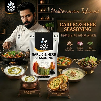 GARLIC & HERB SEASONING | Aromatic Gourmet Blend | No Artificial Colours | Vegan | 365 Spicery