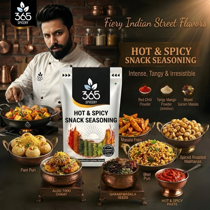 HOT & SPICY SNACK SEASONING | Fiery Blend for Fries | Natural Ingredients | Vegan | 365 Spicery