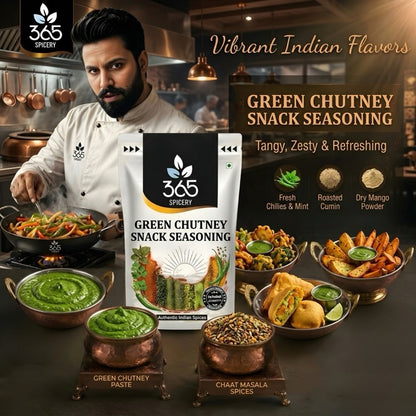GREEN CHUTNEY SNACK SEASONING | Spicy Herb Blend | No Artificial Flavours | Vegan | 365 Spicery