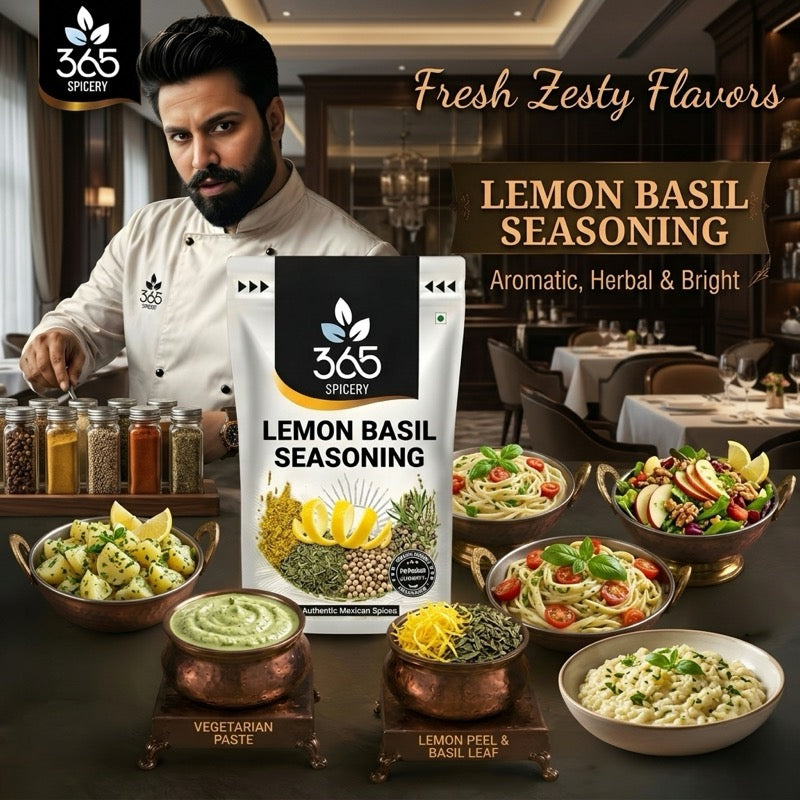 LEMON BASIL SEASONING | Aromatic Herb Sprinkle | Vegan | No MSG | Premium Quality | 365 Spicery