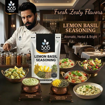 LEMON BASIL SEASONING | Aromatic Herb Sprinkle | Vegan | No MSG | Premium Quality | 365 Spicery
