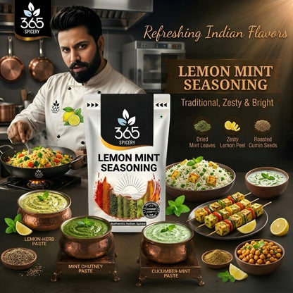LEMON MINT SEASONING | Refreshing Zesty Snack Dust | Gluten-Free | No Artificial Colours | 365 Spicery