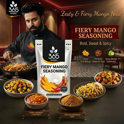 FIERY MANGO SEASONING | Sweet & Spicy Street Food Dust | Vegan | No MSG | Natural | 365 Spicery