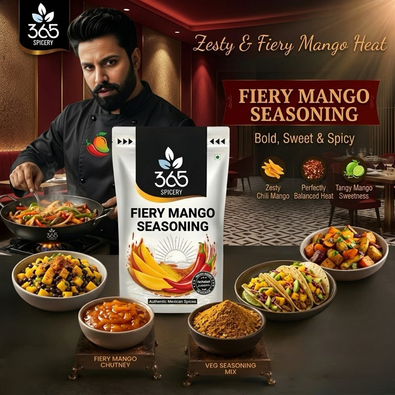 FIERY MANGO SEASONING | Sweet & Spicy Street Food Dust | Vegan | No MSG | Natural | 365 Spicery