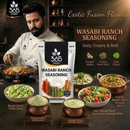 WASABI RANCH SEASONING | Bold Tangy Snack Dust | No MSG | Premium Quality | Made in India | 365 Spicery