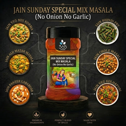 Jain Sunday Special Mix Masala | No Onion No Garlic | Jain-Friendly | No MSG | Versatile Blend | 365 Spicery