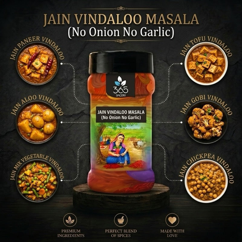 Jain Vindaloo Masala | No Onion No Garlic | Jain-Friendly | No Artificial Colours | Bold Indian Spice | 365 Spicery