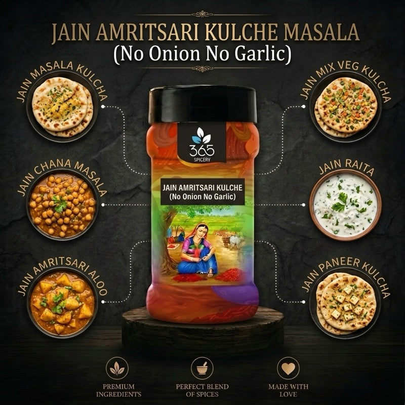 Jain Amritsari Kulcha Masala | No Onion No Garlic | Jain-Friendly | Natural Ingredients | Authentic | 365 Spicery