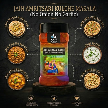 Jain Amritsari Kulcha Masala | No Onion No Garlic | Jain-Friendly | Natural Ingredients | Authentic | 365 Spicery