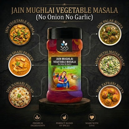 Jain Mughlai Vegetable Masala | No Onion No Garlic | Jain-Friendly | Rich Creamy Curry Blend | 365 Spicery