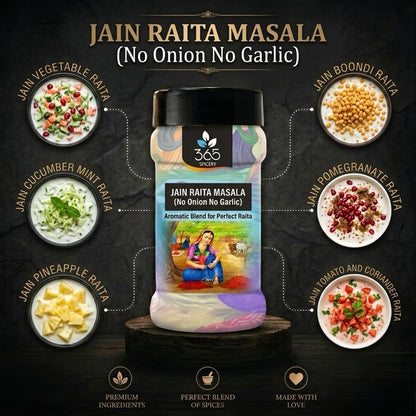 Jain Raita Masala | No Onion No Garlic | Jain-Friendly | Yogurt Dressing Spice Blend | 365 Spicery