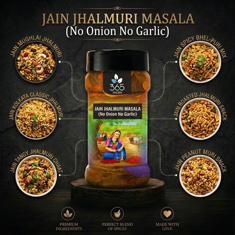 Jain Jhalmuri Masala | No Onion No Garlic | Jain-Friendly | Spicy Puffed Rice Seasoning | 365 Spicery