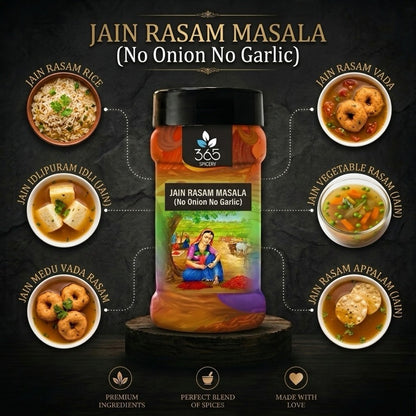 Jain Rasam Masala | No Onion No Garlic | Jain-Friendly | Tangy Soup Spice Seasoning | 365 Spicery