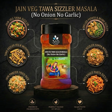Jain Veg Tawa Sizzler Masala | No Onion No Garlic | Jain-Friendly | Restaurant Style Seasoning | 365 Spicery