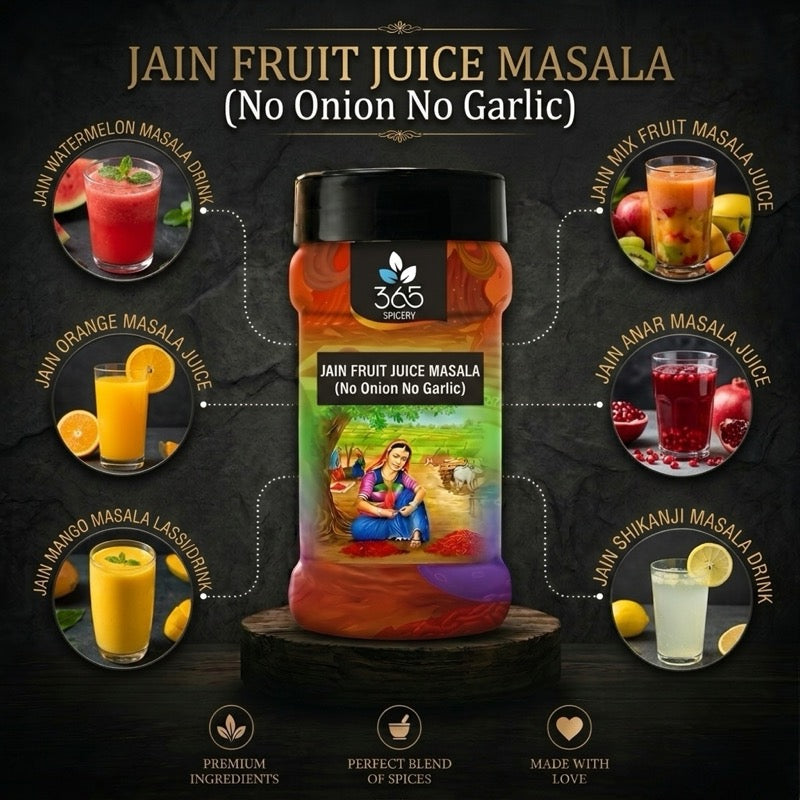 Jain Fruit Juice Masala | No Onion No Garlic | Jain-Friendly | Refreshing Beverage Seasoning | 365 Spicery