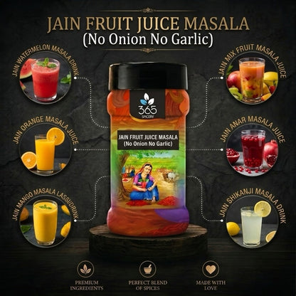 Jain Fruit Juice Masala | No Onion No Garlic | Jain-Friendly | Refreshing Beverage Seasoning | 365 Spicery