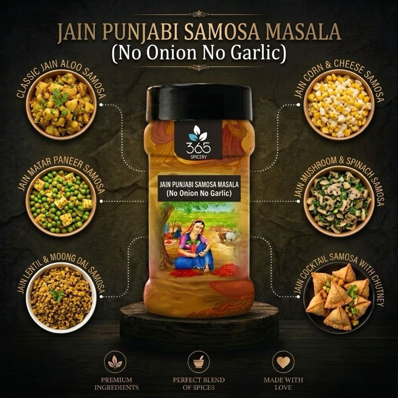 Jain Punjabi Samosa Masala | No Onion No Garlic | Jain-Friendly | Authentic Pastry Seasoning | 365 Spicery