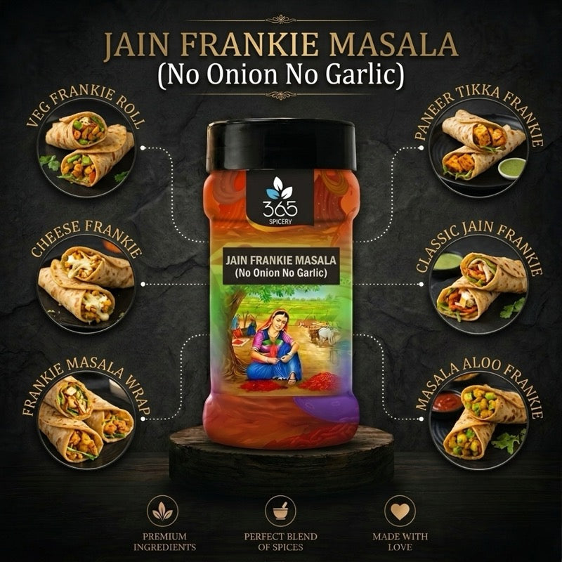 Jain Frankie Masala | No Onion No Garlic | Jain-Friendly | Spicy Roll Filling Seasoning | 365 Spicery