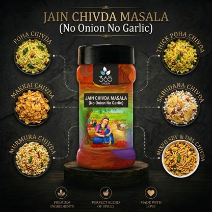 Jain Chivda Masala | No Onion No Garlic | Jain-Friendly | Savory Snack Seasoning Blend | 365 Spicery