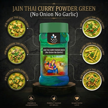 Jain Thai Curry Powder - Green | No Onion No Garlic | Jain-Friendly | Vegan Exotic Seasoning | 365 Spicery