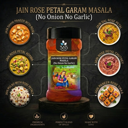 Jain Rose Petal Garam Masala | No Onion No Garlic | Jain-Friendly | Unique Floral Spice Blend | 365 Spicery