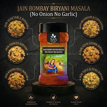 Jain Bombay Biryani Masala | No Onion No Garlic | Jain-Friendly | Classic Street Style Blend | 365 Spicery
