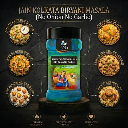 Jain Kolkata Biryani Masala | No Onion No Garlic | Jain-Friendly | Unique Aromatic Seasoning | 365 Spicery