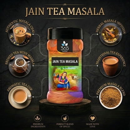 Jain Tea Masala | Aromatic Chai Spice Mix | No Artificial Colours | Vegan & Gluten-Free | 365 Spicery