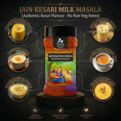 Jain Kesari Milk Masala | Premium Saffron Blend | No Artificial Flavours | Natural Ingredients | 365 Spicery