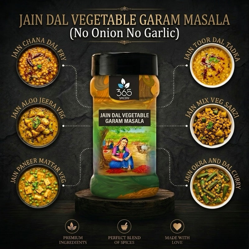 Jain Dal Vegetable Garam Masala | No Onion No Garlic | Jain-Friendly | Essential Curry Blend | 365 Spicery