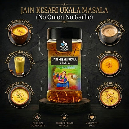 Jain Kesari Ukala Masala | No Onion No Garlic | Jain-Friendly | Saffron Infused Milk Blend | 365 Spicery