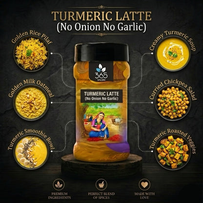 Jain Turmeric Latte | No Onion No Garlic | Jain-Friendly | Golden Milk Spice Blend | Vegan | 365 Spicery
