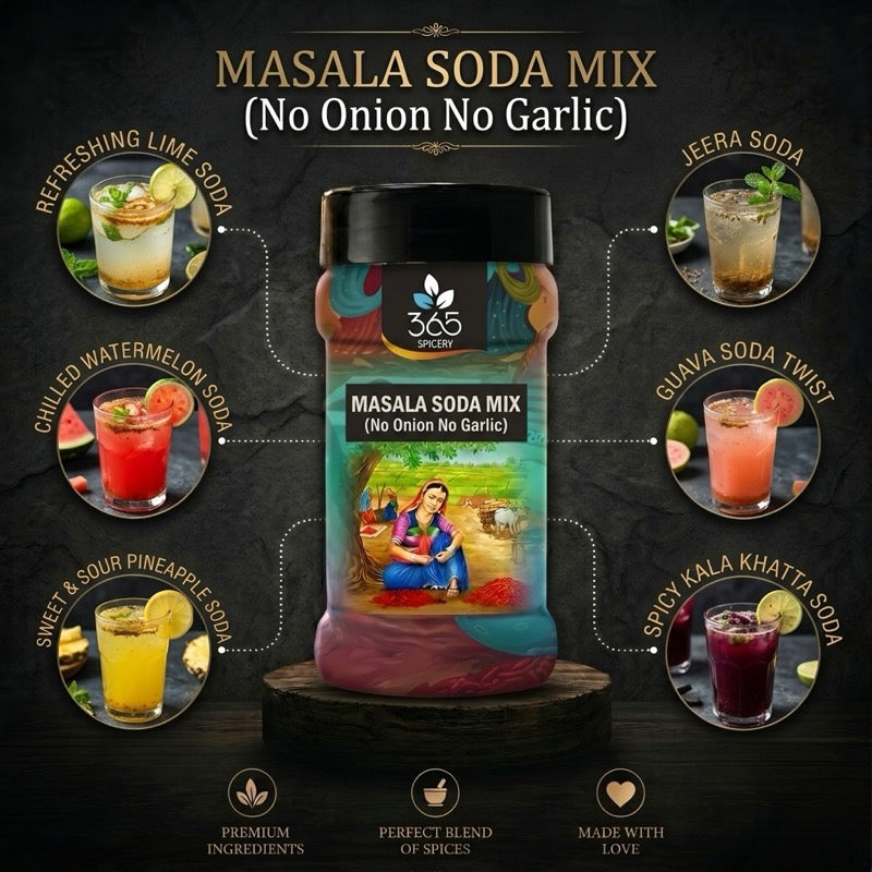 Masala Soda Mix | No Onion No Garlic | Jain-Friendly | Refreshing Fizzy Drink Seasoning | 365 Spicery