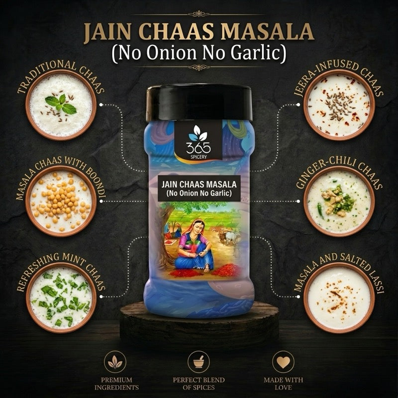 Jain Chaas Masala | No Onion No Garlic | Jain-Friendly | Digestive Buttermilk Seasoning | 365 Spicery