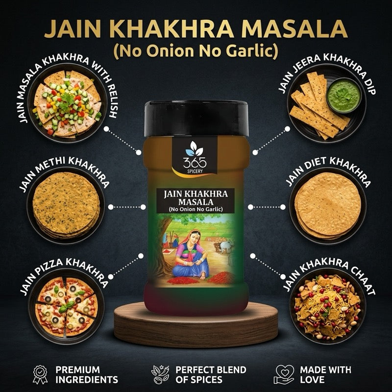 Jain Khakhra Masala | No Onion No Garlic | Jain-Friendly | Savoury Snack Sprinkler | Vegan | 365 Spicery