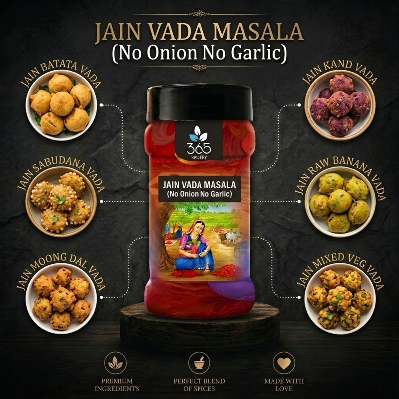 Jain Vada Masala | No Onion No Garlic | Jain-Friendly | Perfect for Crispy Snacks | Vegan | 365 Spicery