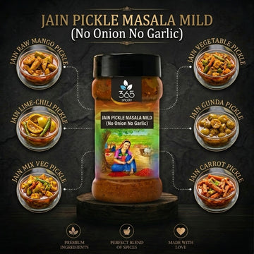 Jain Pickle Masala - Mild | No Onion No Garlic | Jain-Friendly | Natural Ingredients | Authentic | 365 Spicery