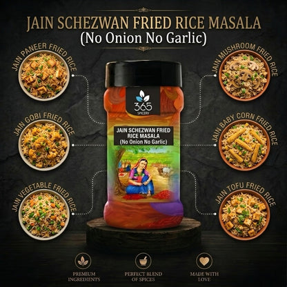 Jain Schezwan Fried Rice Masala | No Onion No Garlic | Jain-Friendly | Spicy Tangy Blend | Vegan | 365 Spicery