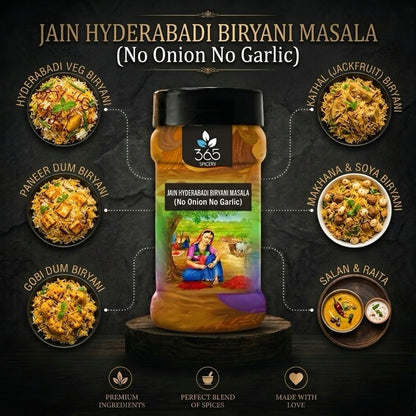 Jain Hyderabadi Biryani Masala | No Onion No Garlic | Jain-Friendly | Authentic Spices | Gluten-Free | 365 Spicery