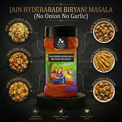 Jain Hyderabadi Biryani Masala | No Onion No Garlic | Jain-Friendly | Authentic Spices | Gluten-Free | 365 Spicery