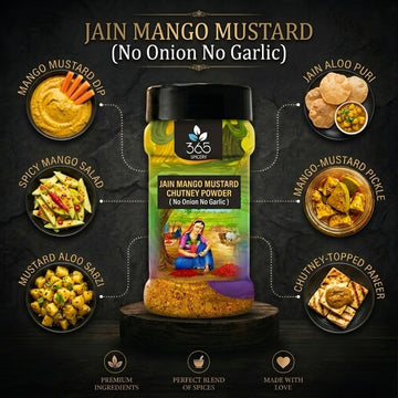 Jain Mango Mustard Chutney Powder | No Onion No Garlic | Jain-Friendly | Unique Tangy Spice Blend | 365 Spicery