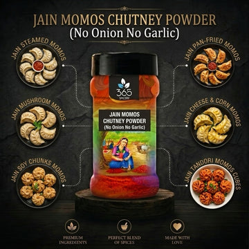 Jain Momos Chutney Powder | No Onion No Garlic | Jain-Friendly | Spicy & Vegan | Premium Quality Dip | 365 Spicery