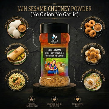 Jain Sesame Chutney Powder | No Onion No Garlic | Jain-Friendly | Vegan | Nutrient-Rich Idli Dosa Mix | 365 Spicery