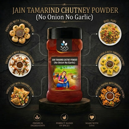 Jain Tamarind Chutney Powder | No Onion No Garlic | Jain-Friendly | Natural Ingredients | Tangy Dip | 365 Spicery