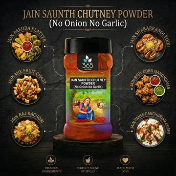 Jain Saunth Chutney Powder | No Onion No Garlic | Jain-Friendly | Sweet & Tangy | Gluten-Free Snack Mix | 365 Spicery